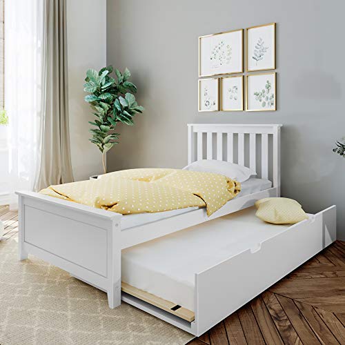 Max Lily Twin Bed With Trundle White, Twin Bed Frame With Trundle And Storage Box