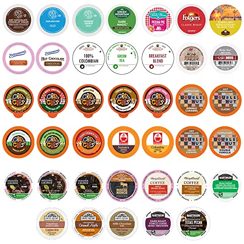 Perfect Samplers Coffee, Tea, Cider,Cappuccino For Keurig K Cups Brewers, Mix 40 Count