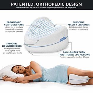 Contour Legacy Leg & Knee Foam Support Pillow - Soothing Pain Relief For Sciatica, Back, Hips, Knees, Joints - As Seen On Tv
