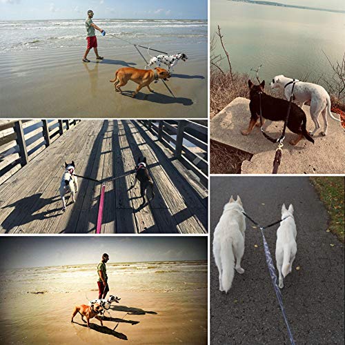 Snagle Paw 2 Dog Leash,Double Dog Leash Coupler Tangle Free Bungee Dog Leash, 360° Swivel No Tangle Double Dog Walking & Training Leash, Co