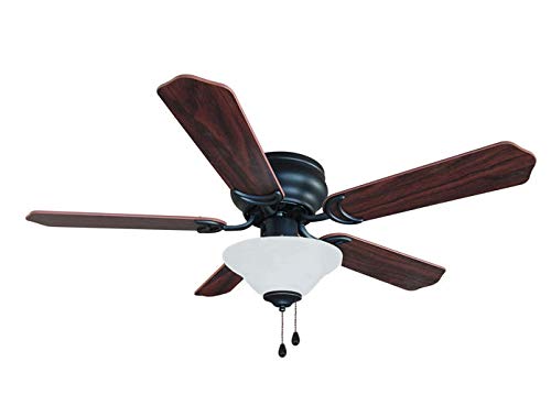 Hardware House 19-1227 Oil Rubbed Bronze 42-Inch Flush Mount Ceiling Fan With Bowl Light Kit, Cherry Or Walnut Blades