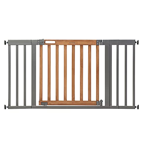 Summer Infant Summer West End Safety Baby Gate, Honey Oak Stained Wood With Slate Metal Frame – 30” Tall, Fits Openings Up To 36” To 60” Wide,