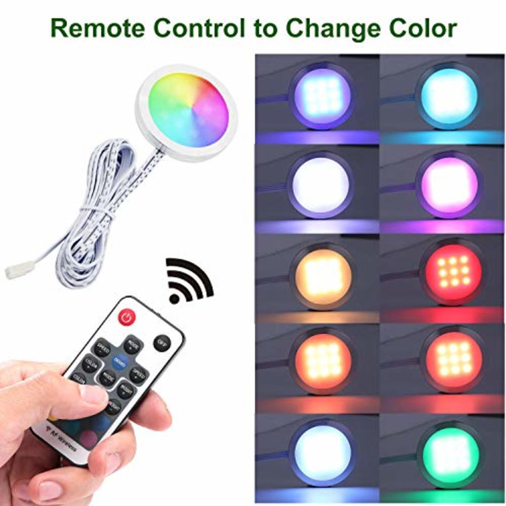 Aiboo Rgb Color Changing Led Under Cabinet Lights Kit Aluminum Slim Puck Lamps For Kitchen Counter Wardrobe Counter Furniture Am