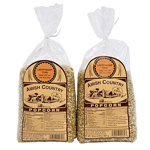 Amish Country Popcorn 2 (2 Lb Bags) Ladyfinger Kernels Old