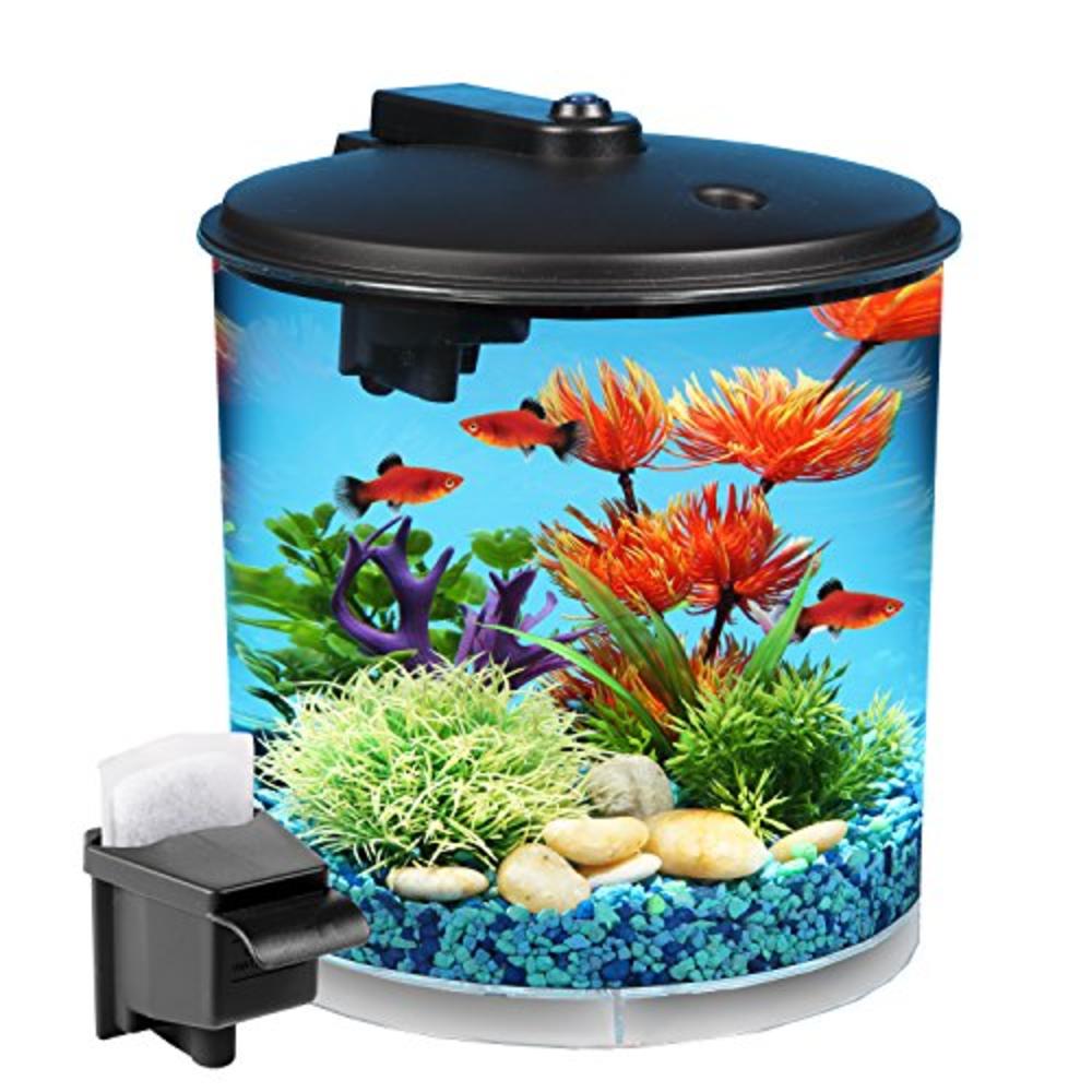 Koller Products Aquaview 2-Gallon 360 Aquarium With Power Filter & Led Lighting