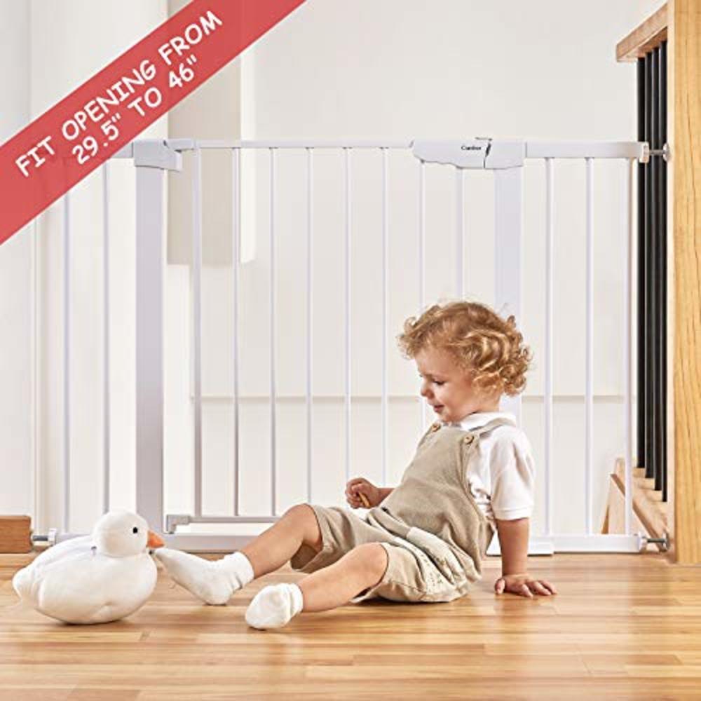 Cumbor 46” Auto Close Safety Baby Gate, Extra Tall And Wide Child Gate, Easy Walk Thru Durability Dog Gate For The House, Stairs