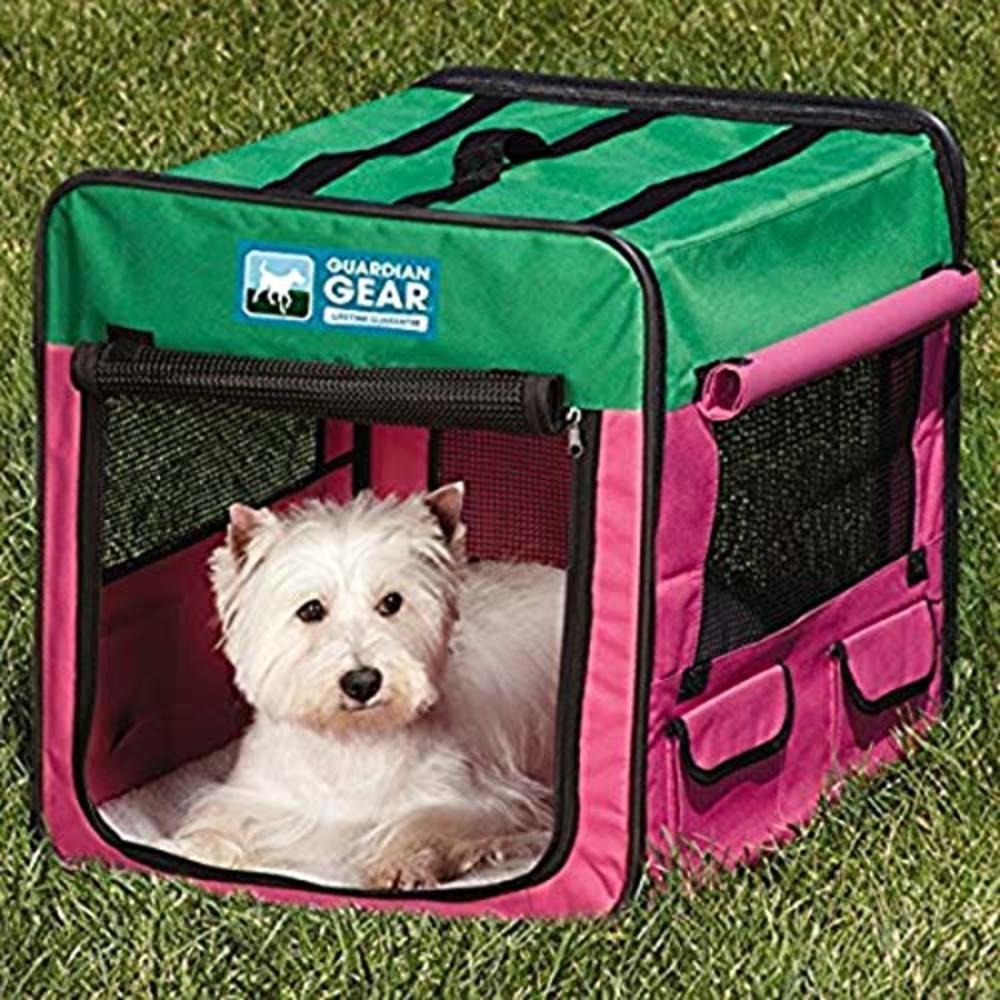 Guardian Gear Collapsible Crates for Dogs and Pets - Extra Small, Purple/Turquoise; Small, Pink/Green; Medium, Lime Green/Blue; 