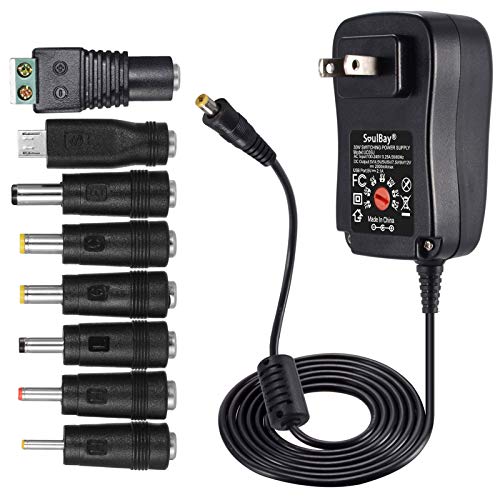 SoulBay [Upgraded Version] SoulBay 30W Universal AC/DC Adapter Switching Power Supply with 8 Selectable Adapter Tips, Including Micro US