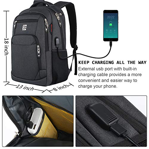 Volher Laptop Backpack,Business Travel Anti Theft Slim Durable Laptops Backpack with USB Charging Port,Water Resistant College School C
