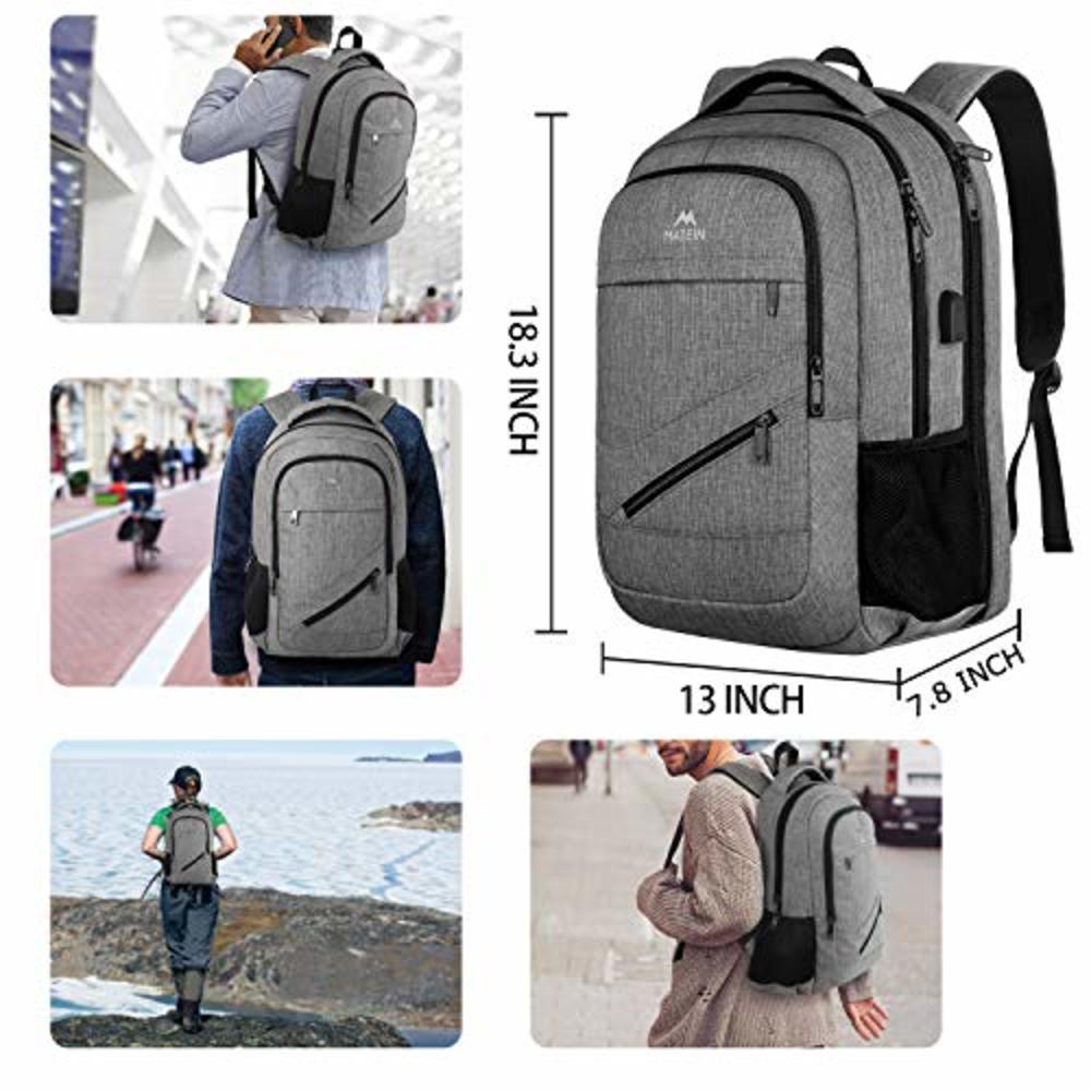 Matein Travel Laptop Backpack,TSA Large Travel Backpack for Women Men, 17 Inch Business Flight Approved Carry On Backpack with USB Char