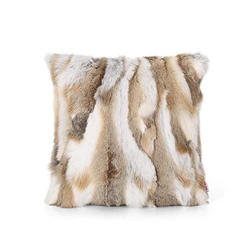 yingda1992 Throw Pillow Covers Fur Real Rabbit Fur Throw Pillow Covers Fur Sofa Pillow Case Home Living Room Decorative Rabbit Fur Cushion 