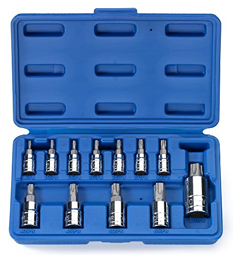 Neiko 10085A Tamperproof Torx Plus Bit Socket Set | 12 Piece | 8 IPR - 60 IPR | 5 Point Star | Cr-V and S2 Steel | High Impact A