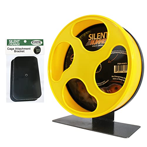 Exotic Nutrition Silent Runner 9" | Wheel + Cage Attachment | Hamsters, Gerbils, Mice