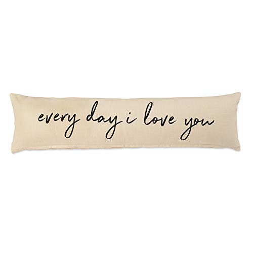 Mud Pie Every Day I Love You Wedding Cotton Accent Lumbar Pillow Decorative Pillow, White, Grey