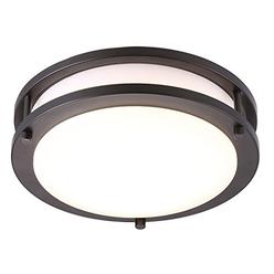 Cloudy Bay LED Flush Mount Ceiling Light,10 inch,17W(120W Equivalent) Dimmable 1050lm,3000K Warm White,Oil Rubbed Bronze Round L