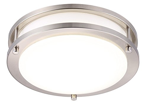 Cloudy Bay LED Flush Mount Ceiling Light,10 inch,17W(120W Equivalent) Dimmable 1050lm,5000K Day Light,Brushed Nickel Round Light