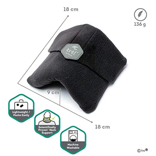 trtl Pillow - Scientifically Proven Super Soft Neck Support Travel Pillow – Machine Washable (Black)