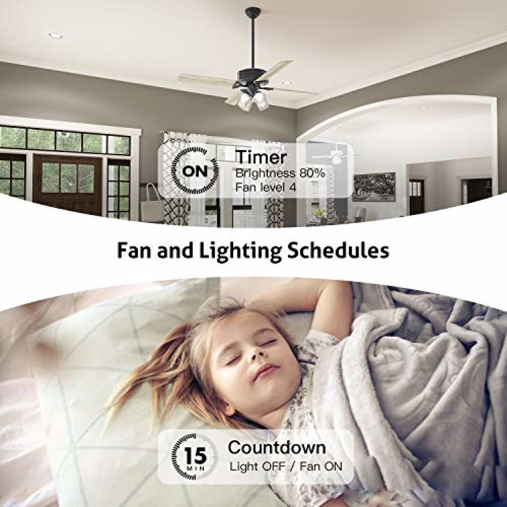 Treatlife Smart Ceiling Fan Control and Dimmer Light Switch, Neutral Wire Needed, Treatlife 2.4Ghz Single Pole Wi-Fi Fan and Light Switch 