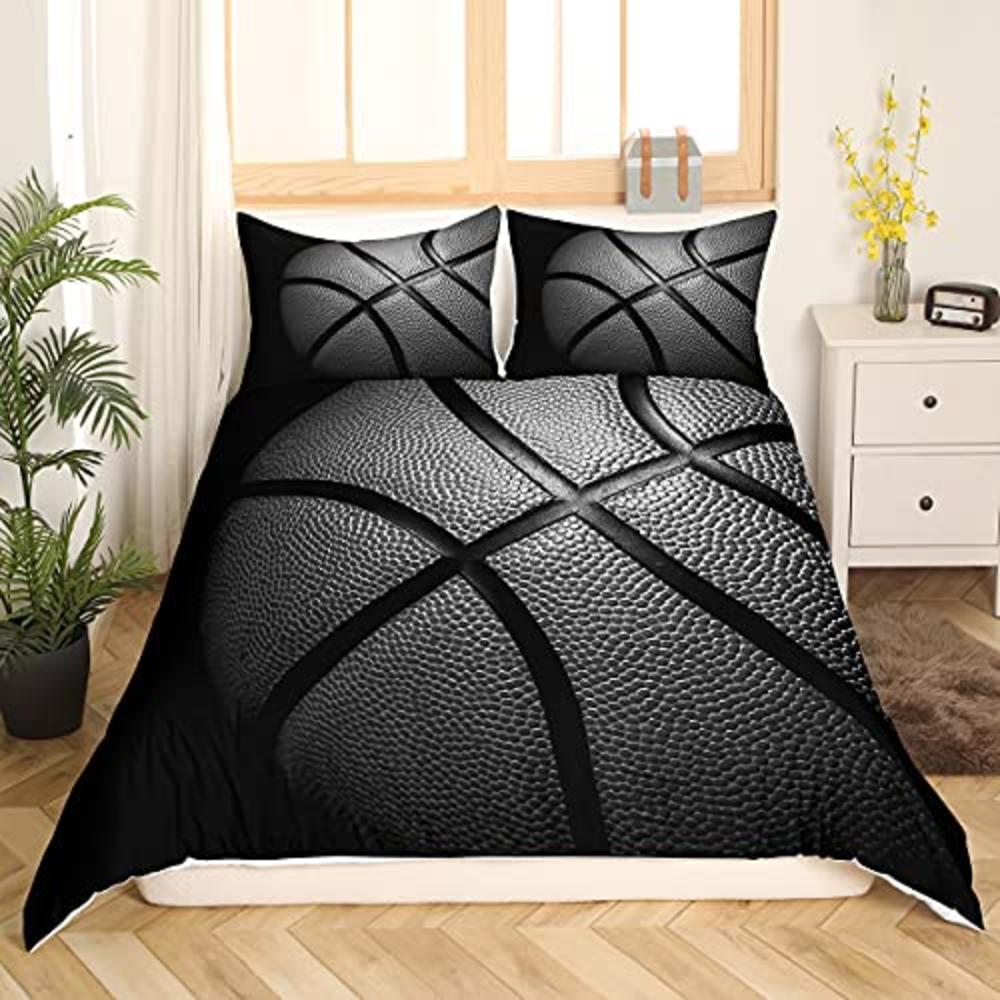 Castle Fairy Teens Basketball Bedding Sets Queen Size, Sports Gaming Collections Black Duvet Cover for Kids Boys Girls Ultra Soft 3 Pieces Co