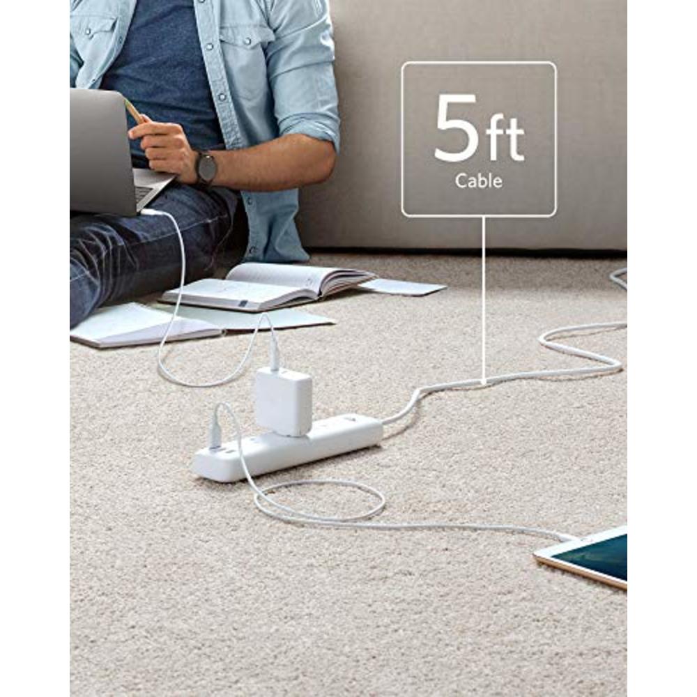 Anker Play Anker Power Strip with USB, 3-Outlet & 3 PowerIQ USB Power Strip, PowerPort Strip 3 with 5 Foot Long Extension Cord, Flat Plug, 