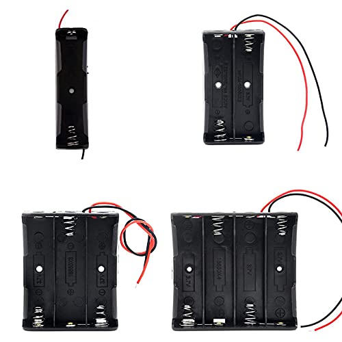 Aokin 18650 Battery Case Holder with Lead Wire Bundle, 4 Pcs DIY Battery Storage Boxes, 1 Slots, 2 Slots, 3 Slots, 4 Slots Bla