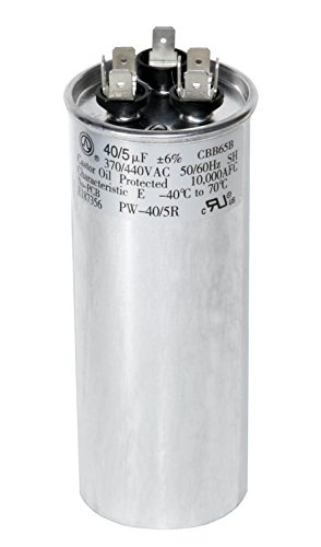 PowerWell 40 + 5 MFD uf 370 VAC or 440 Volt Dual Run Round Capacitor PW-40/5/R for Condenser Straight Cool or Heat Pump Air Cond