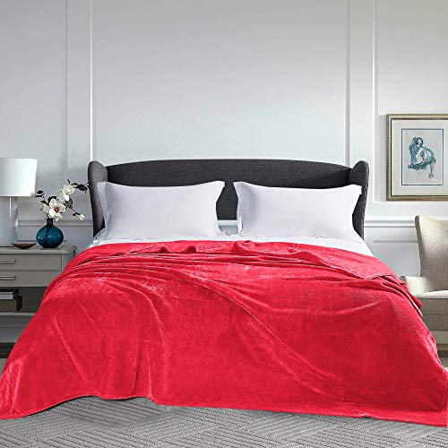 BEDELITE Fleece Blankets King Size Red Throw Blankets for Bed & Couch,Plush Cozy Fuzzy Blanket, Super Soft & Warm Lightweight Bl