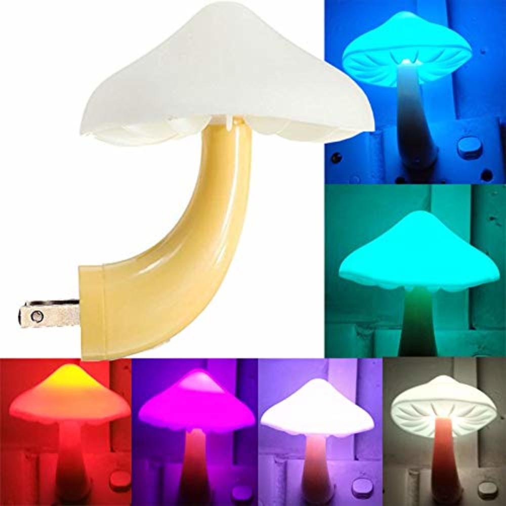 AUSAYE Sensor LED Night Light Plug in Lamp Mushroom Night Light 7-Color Changing Magic Mini Pretty Mushroom-Shaped Night Lights 