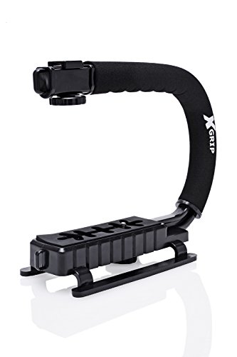 Opteka X-Grip Professional Camera/Camcorder Action Stabilizing Handle with Accessory Shoe for Flash, Mic, or Video Light (Black)