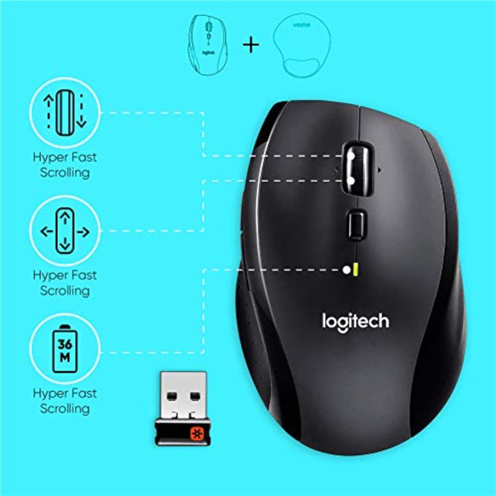 Anden klasse enhed Statistikker V043 Logitech M705 Mouse and Pad Bundle - Logitech Marathon Ergonomic Wireless  Mouse with USB Unifying Receiver - Vexko Mouse Pad wit