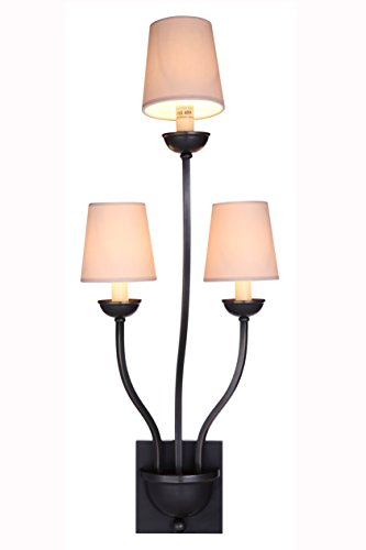 Elegant Lighting Vineland Collection 3-Light Wall Lamp, Polished Nickel Finish