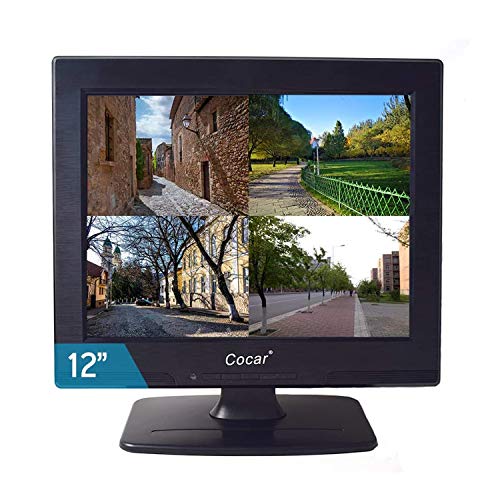 Cocar CCTV Monitor, 12 inch LCD Security Monitor HDMI VGA AV & BNC 4:3 HD Computer Monitor Display LCD Screen with 2 Built-in Speakers