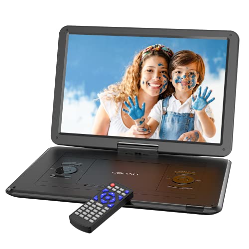 COOAU 17.9” Portable DVD Player with 15.6" HD Large Screen, Kids DVD Player with 6 Hrs Rechargeable Battery, Regions Free, High 