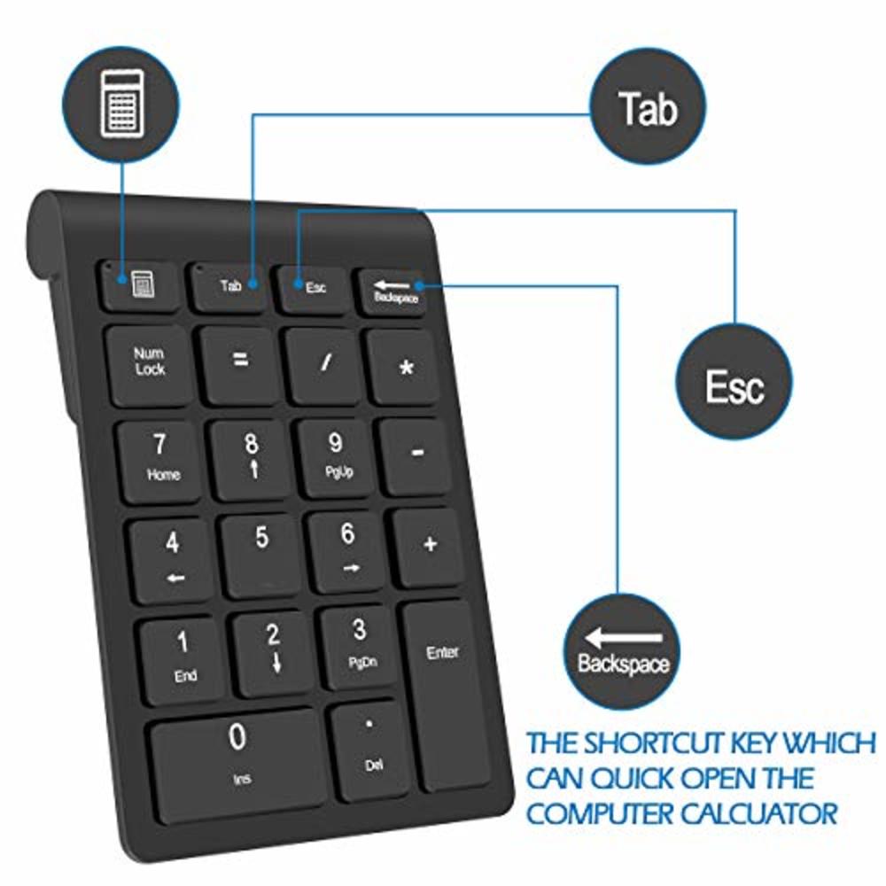 Foloda Wireless Number Pads, Numeric Keypad Numpad 22 Keys Portable 2.4 GHz Financial Accounting Number Keyboard Extensions 10 Key for 