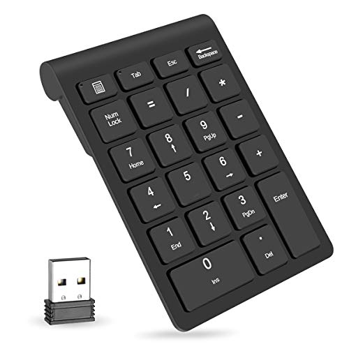 Foloda Wireless Number Pads, Numeric Keypad Numpad 22 Keys Portable 2.4 GHz Financial Accounting Number Keyboard Extensions 10 Key for 