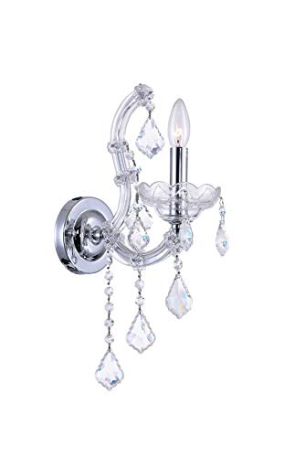 CWI Lighting 8397W5C-1(Clear) 1 Light Wall Sconce with Chrome Finish, Chrome Finish