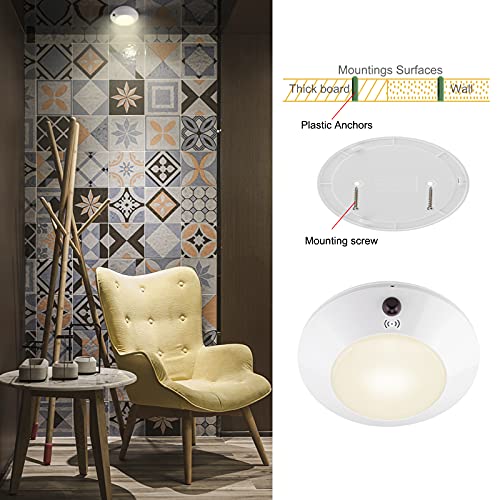 BIGLIGHT Battery Operated LED Ceiling Light Indoor Outdoor, Color Changing Lights, Remote Controlled, Wireless Light for Hallway