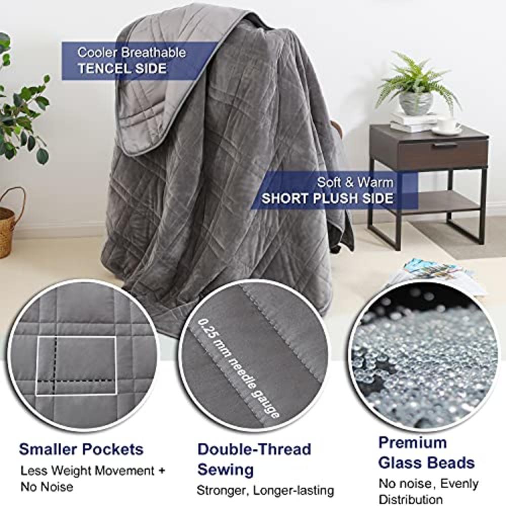 Omystyle Reversible Weighted Blanket King Size 25lbs(88x104, All Season Use), Warm Short Plush and Cool Tencel Fabric Double-Sided Weight