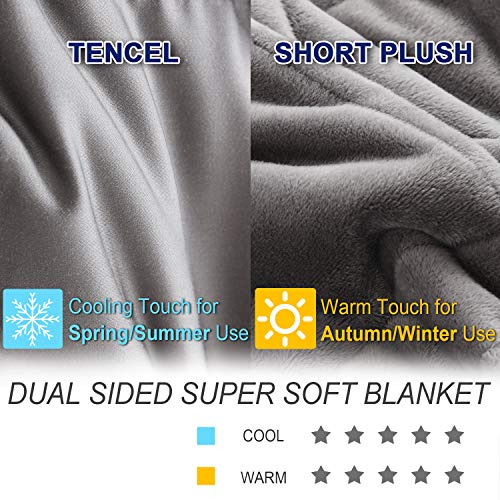 Omystyle Reversible Weighted Blanket King Size 25lbs(88x104, All Season Use), Warm Short Plush and Cool Tencel Fabric Double-Sided Weight