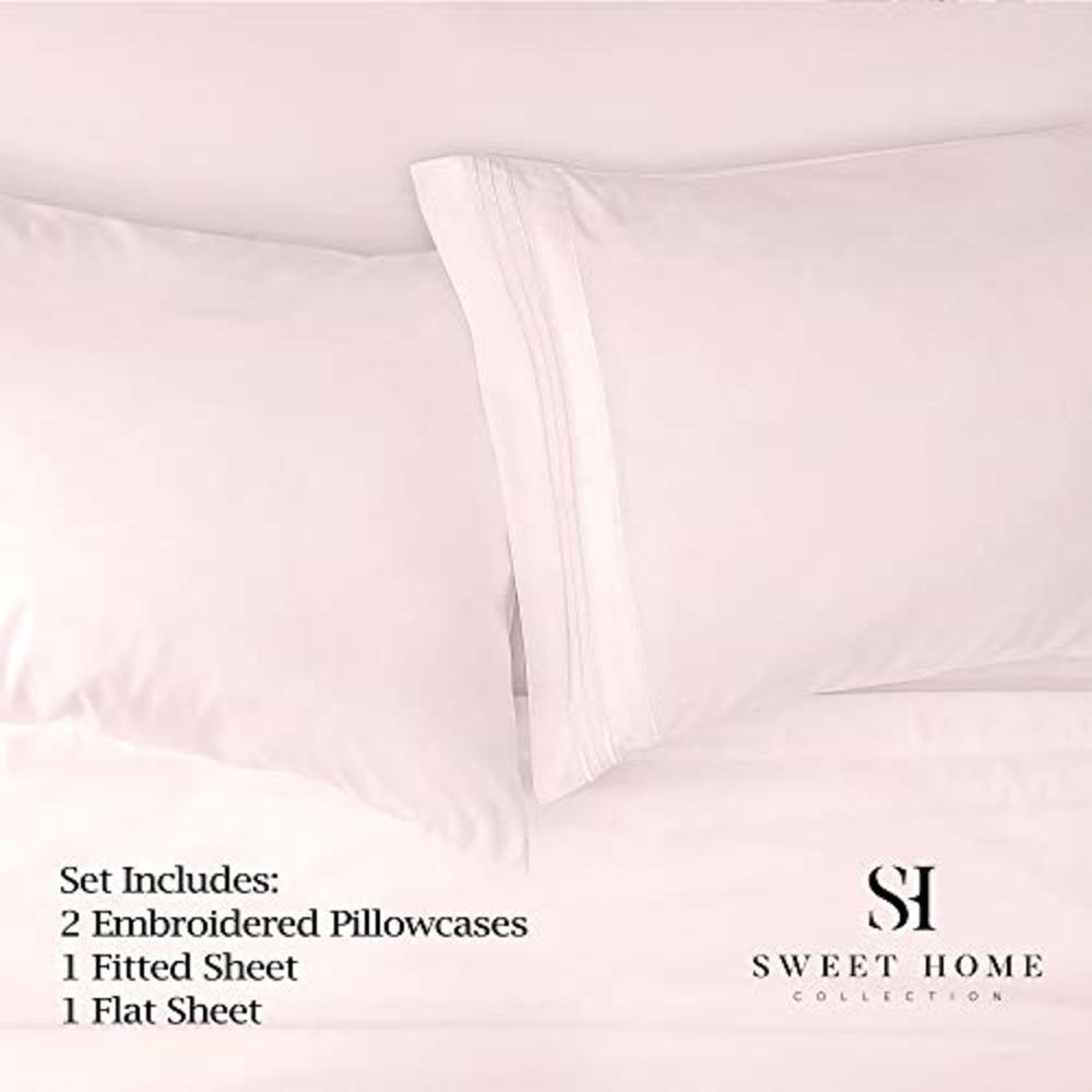 Sweet Home Collectio 1500 Supreme Collection Extra Soft RV Queen Sheets Set, Pale Pink - Luxury Bed Sheets Set with Deep Pocket Wrinkle Free Bedding,