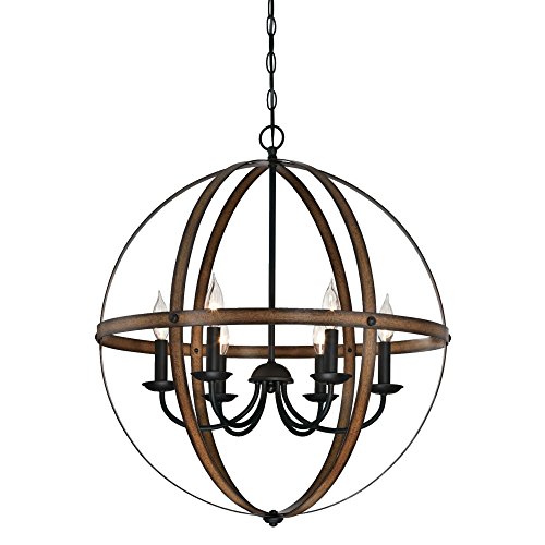 Westinghouse Lighting 6333600 Stella Mira Six-Light Indoor Chandelier, Barnwood and Oil Rubbed Bronze Finish