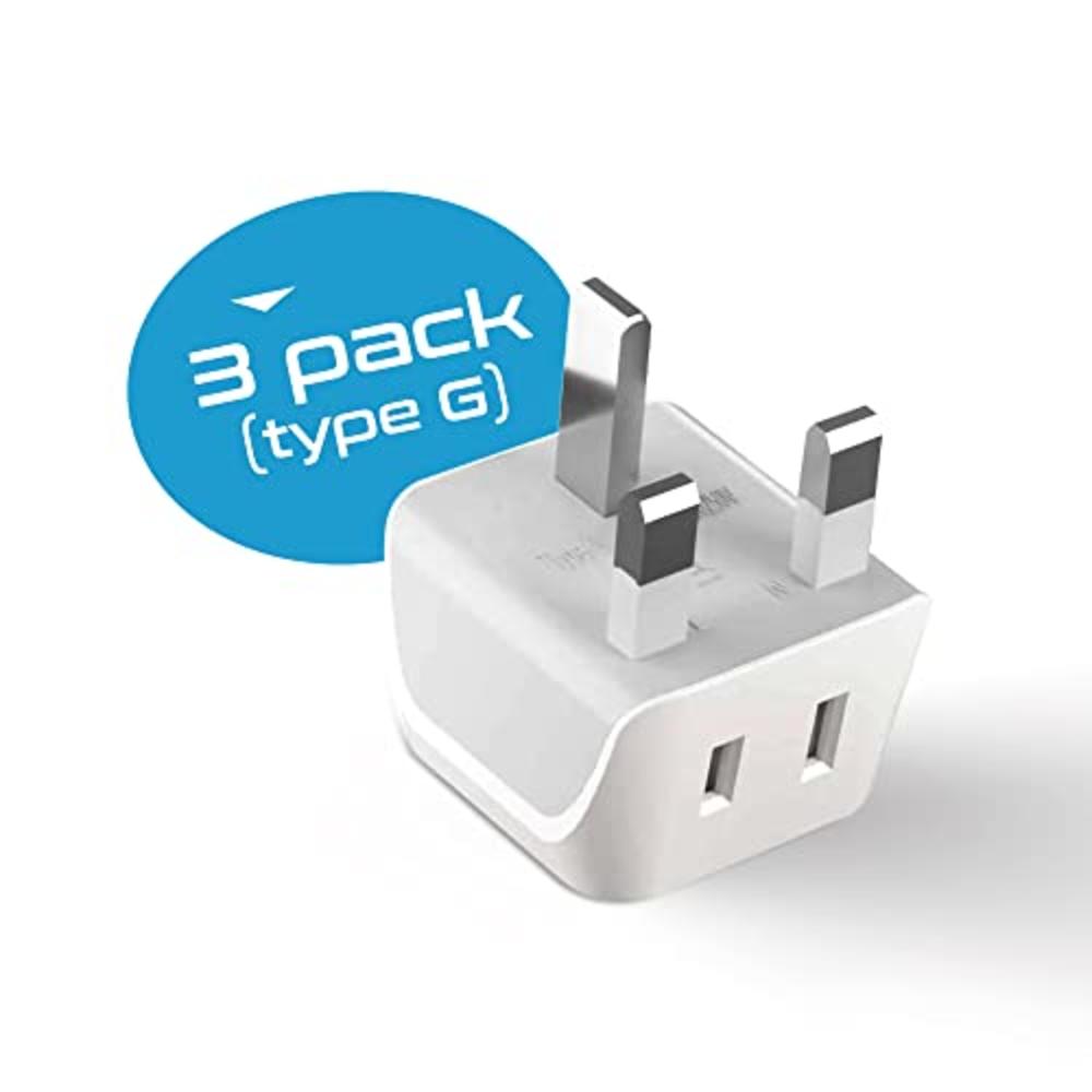 Ceptics UK, Hong Kong, Ireland Travel Adapter Plug by Ceptics - Usa Input - Type G - Safe Grounded Perfect for Cell Phones, Laptops, Cam