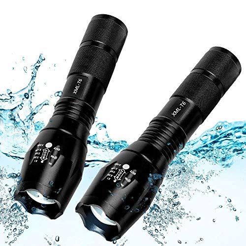 ThuZW 2 Pack Tactical Flashlight Torch, Military Grade 5 Modes XML T6 3000 Lumens Tactical Led Waterproof Handheld Flashlight fo