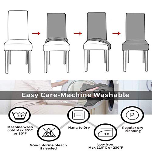 Beacon Pet Grey Dining Room Chair Covers Stretch Removable Washable Chairs Protector Seat Cover for Bar Kitchen Banquet Party Wedding (6, B