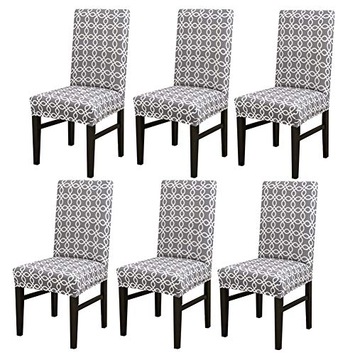 Beacon Pet Grey Dining Room Chair Covers Stretch Removable Washable Chairs Protector Seat Cover for Bar Kitchen Banquet Party Wedding (6, B