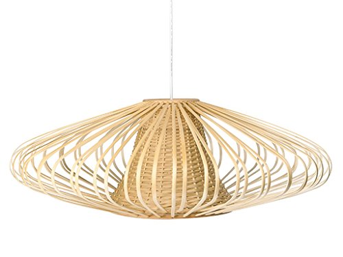 KOUBOO 1050077 Handwoven Bamboori Discus Pendant Lamp, Natural Brown