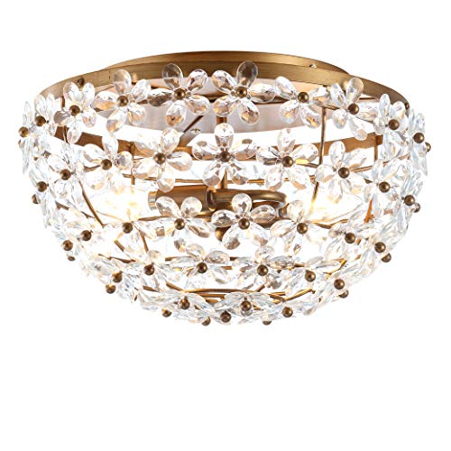 JONATHAN Y JYL9043A Isabelle 15.5" Metal/Acrylic LED Flush Mount Traditional,Glam,FrenchCountry,Cottage Dimmable, 2700K Cozy War
