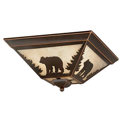 Vaxcel Bozeman 14-in W Bronze Rustic Bear Flush Mount Ceiling Light Fixture