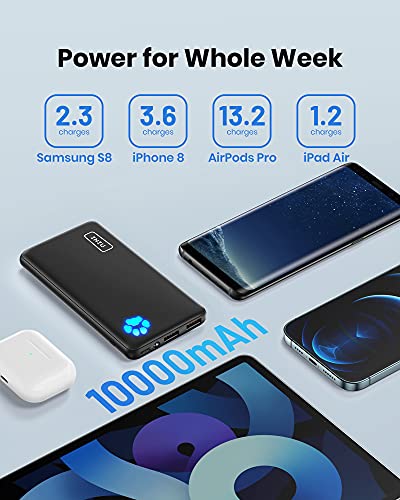 INIU Portable Charger, USB C Slimmest & Lightest Triple 3A High-Speed 10000mAh Power Bank, Flashlight Battery Pack Compatible wi