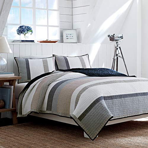 Nautica Home - Tideway Collection - Quilt - 100% Cotton, Reversible, All Season Bedding, Pre-Washed for Added Softness, King, Ta